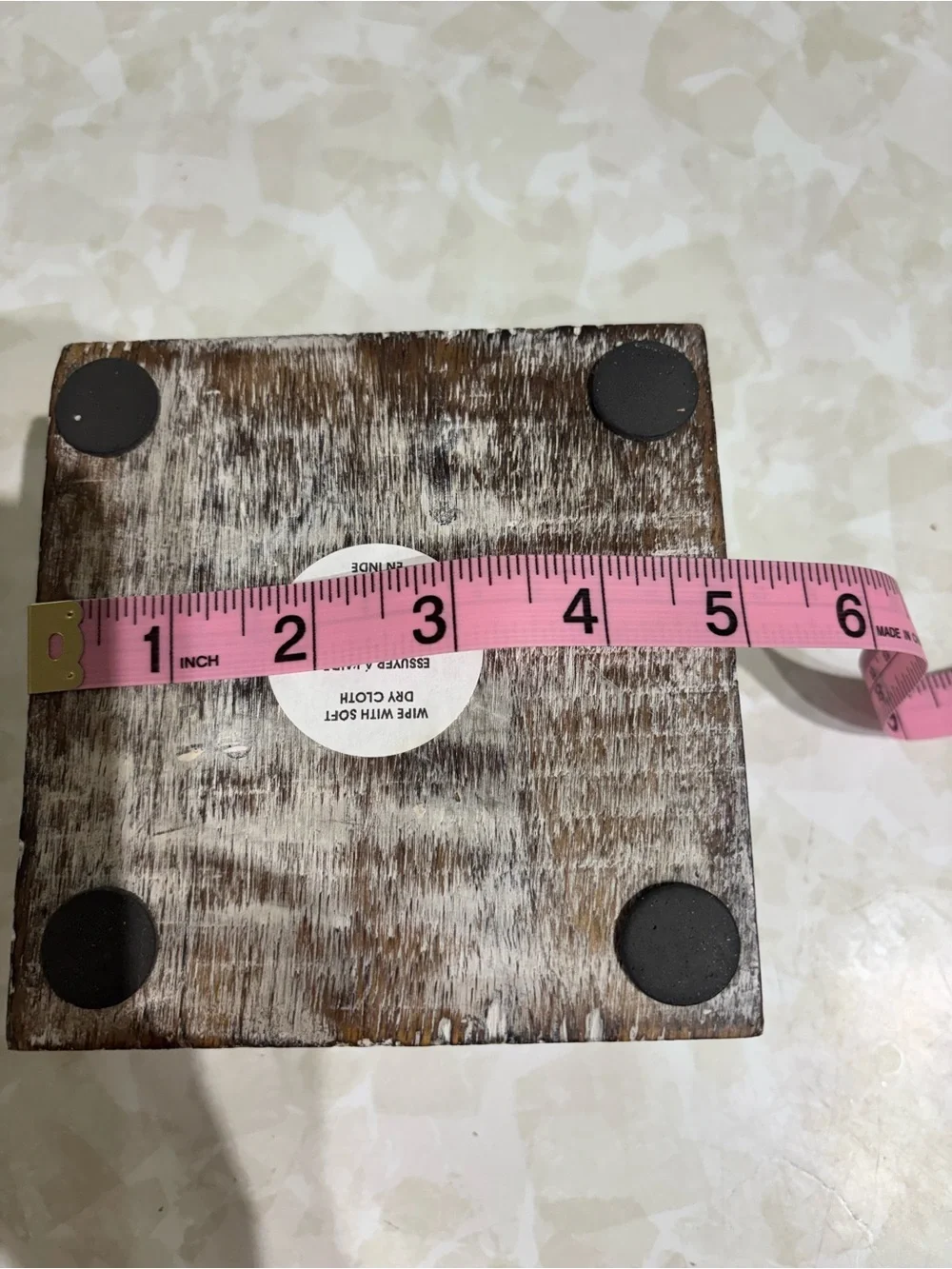 Rustic Carved Wooden Coaster Holder - Whitewashed Brown